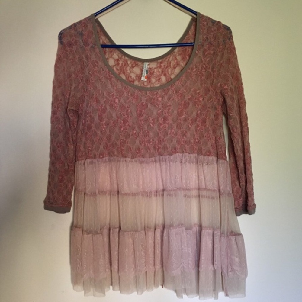 Pink lace top from Free People